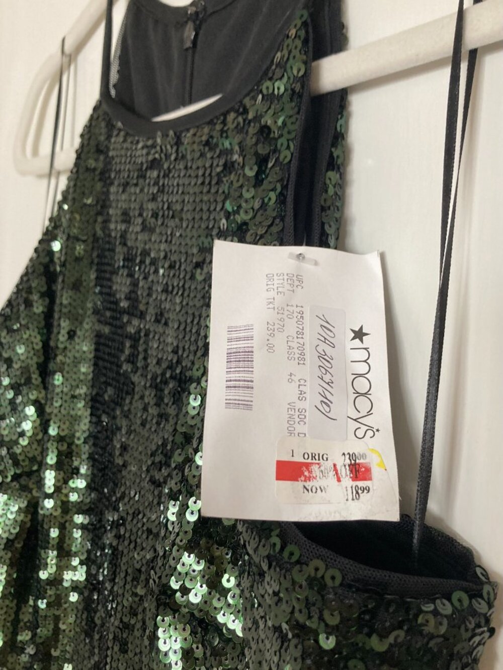Alex Evenings Emerald Green sequined halter long evening dress size 10 - Picture 6 of 6
